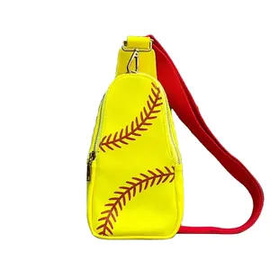 Custom Leather Baseball Softball Sling Wholesale Vegan Leather Baseball Sling Bag For Woman