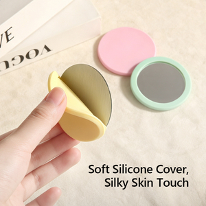 Specchietto Portatile in <span class=keywords><strong>Silicone</strong></span> Mini, Colori Macaron, Specchio Tascabile Rotondo <span class=keywords><strong>per</strong></span> Viaggio e Uso Quotidiano con Logo Personalizzato - Product Image 2
