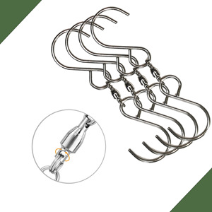 Crochet pivotant double en forme de S, longueur 110 mm, largeur 25 mm, en fer argenté, pour carillon éolien, pot de plante, mangeoire à oiseaux - Product Image 2