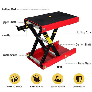 KHC KHC-HC-107 Elevador de Motocicletas de Acero Inoxidable de 500 kg, Gato Hidráulico Manual con Plataforma Ancha de 360x220 mm y Pasador de Seguridad de 340 mm - Product Image 2