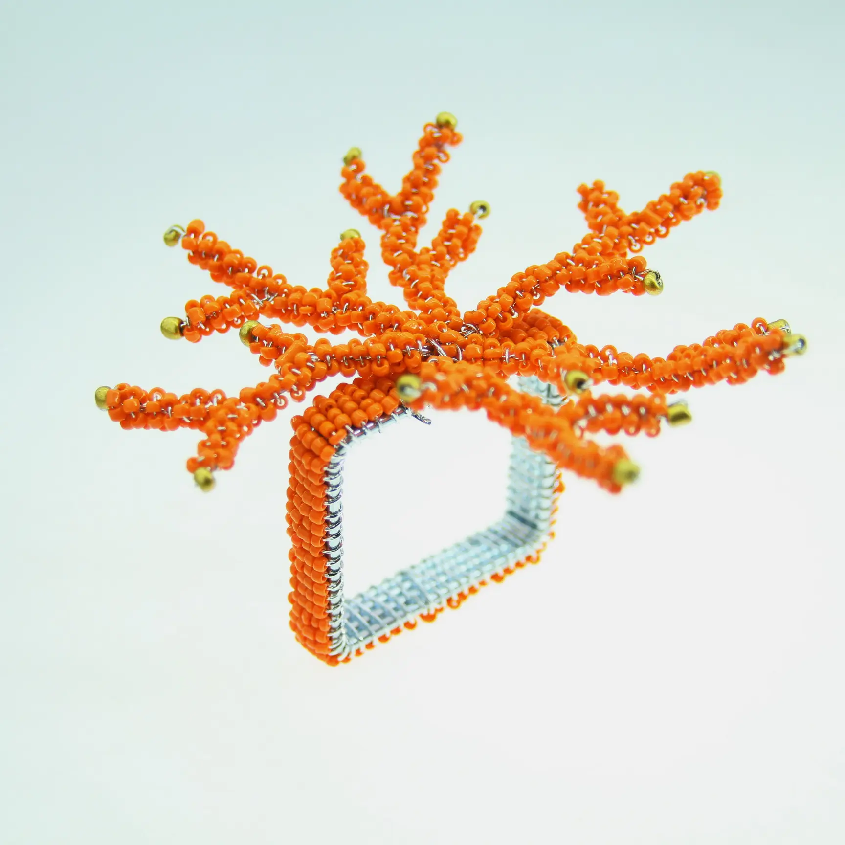 Coral contas de vidro suporte do guardanapo anel de guardanapo em cores,