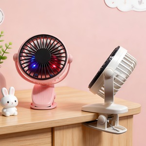 <b>Mini</b> <b>Desk</b> Clip Fan With Light 6.9 In Usb Powered Plastic Mechanical Control For Office Dorm Use - Product Image 3