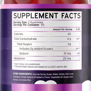 Ausreson OEM Vegan Melatonin Sakızlı Şeker Takviyesi Uykuyu İyileştirir Beyin Halal Vitamini B6 Çocuklar İçin Melatonin 15g Sakızlar - Product Image 2