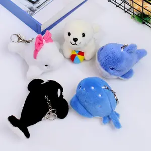 Custom Marine Plush 12CM Small Sharks Dolphins Sea Lion Killer Whales Manta Rays Soft Plush Keychain Plush Toy