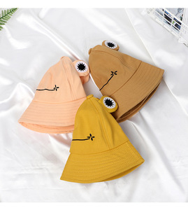 Style japonais mignon doux fille dessin animé grenouille pêcheur chapeau polyvalent Version coréenne seau chapeau de soleil pour les femmes Denim matériel été - Product Image 3