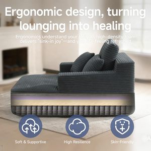 Chaise longue d'intérieur en velours côtelé rembourrée, sans armature, siège profond, <span class=keywords><strong>canapé</strong></span>-<span class=keywords><strong>lit</strong></span>, fauteuil de lecture, petits canapés confortables, <span class=keywords><strong>canapé</strong></span> nuage - Product Image 4