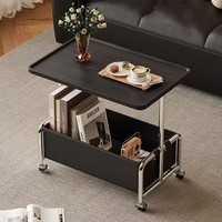 Table de chevet avec cadre en métal, table basse moderne et simple pour salon, table d'appoint de canapé à 2 niveaux pour salons modernes