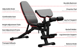 <span class=keywords><strong>Banco</strong></span> de pesas ajustable de fábrica VIGFIT con extensión de piernas y almohadilla de predicador <span class=keywords><strong>banco</strong></span> de <span class=keywords><strong>ejercicios</strong></span> de alta resistencia para entrenamiento de uso doméstico - Product Image 3
