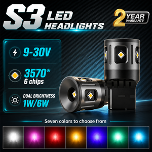 Bombilla LED Dual Bright S3 T20 de 6W 3570 con Colores Personalizados 3156 3157 1156 1157, Lámpara de Señal de Giro, Freno, Trasera y Reversa para Autos y Camiones - Product Image 1