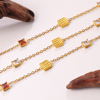 Collier ras du cou minimaliste pour femme en acier inoxydable plaqué or 18 carats avec chaîne à maillons carrés en oxyde de zirconium, résistant au ternissement, pour usage quotidien