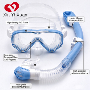 xinyixuan custom Kids Dry <b>Top</b> Snorkel Mask Set Youth Diving Mask with <b>Tube</b> Large View Swim Gear for Children - Product Image 5