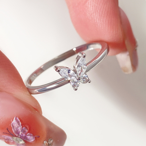 Trendy Korean <b>Rings</b> Bling Cubic Zirconia 18K Gold Plated Dainty Butterfly <b>Ring</b> for Girl - Product Image 3