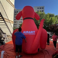 Chien rouge gonflable de décoration d'exposition de style de bande dessinée, ballon gonflable de chien de bande dessinée à vendre
