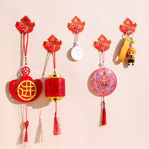Novelty <b>Hooks</b> Red Fortune Fish Shape Self Adhesive Wall Mount For Home Decor Storage - Product Image 2