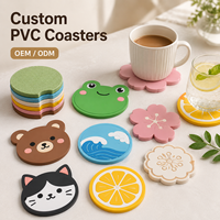Ensemble de sous-verres en PVC souple multi-designs, ours, chat, grenouille, fleur, antidérapants, pour tasses à café