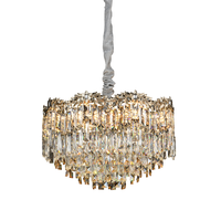 Lustre LED de luxe en cristal doré pour escalier, hauteur 650 mm, collection ovale, ronde et multi-niveaux, à intensité variable