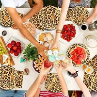 Ensemble de vaisselle jetable pour fête d'anniversaire à imprimé léopard doré, assiettes en papier, bannière, 4 en 1, fournitures de décoration de fête