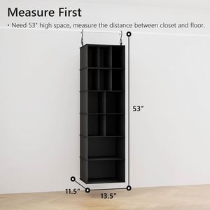 Black Multi-Functional Storage Bag With 12 Compartments Thickened PP Board Hanging <b>Wardrobe</b> Fabric Container Clothing Bedding - Product Image 5