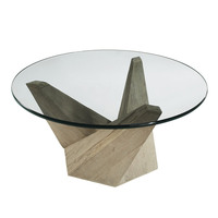 Table basse de luxe antique en bois avec plateau rond en verre, délicate et durable, pour salon contemporain européen