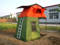 Tente de toit en aluminium double couche Capacité pour 2 personnes Camping familial Extérieur Toile fabriquée