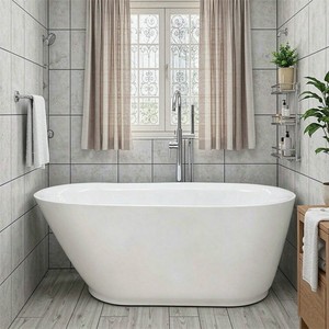 Baignoire autoportante en acrylique blanc, résistante aux rayures, longue durée <span class=keywords><strong>de</strong></span> vie, <span class=keywords><strong>sortie</strong></span> d'usine - Product Image 1