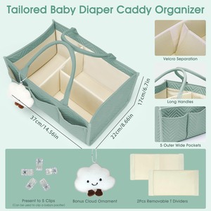 Organisateur de couches pour bébé Sac fourre-tout Polyester résistant à l'eau motif imprimé Nouveau-né Essentiels pour table à langer Baby Shower - Product Image 2