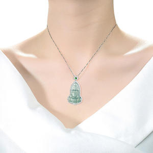 จี้หยกธรรมชาติรูปพระโพธิสัตว์กวนอิม ประดับเงินแท้ S925 สร้อยคอแฟชั่นสำหรับผู้ชายและผู้หญิง รุ่น B206 - Product Image 5