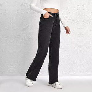 Vaqueros con cremallera y borlas para mujer, ropa de calle de cintura alta, color sólido, moda personalizada - Product Image 6