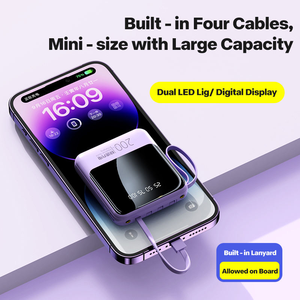 Venta al por mayor banco de energía portátil con 10000mAh USB logotipo personalizado <span class=keywords><strong>4</strong></span> cables de carga mejor Mini banco de energía móvil 20000mAh OEM promoción - Product Image 4