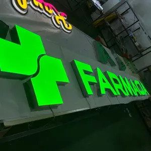 Signboard Pharmacy Business 3D Signboard Logo Building Illuminated Sign Board LED Shop Channel Letters Lettre Lumineuse