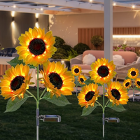 Lampes solaires à piquet en forme de tournesol à trois têtes, LED étanches, lumières de jardin artificielles à brancher dans le sol, pour cour, balcon, festival