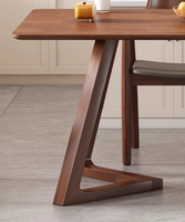 Table à manger rectangulaire en bois massif couleur noyer, style design moderne, pour restaurant scolaire, avec combinaison de chaises