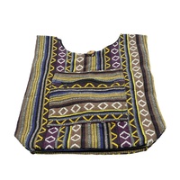 Sac Hobo Vintage Géométrique Hiver-Été Bohème Chic 100% Coton Tissé à la Main avec Bandoulière Unique Écologique et Chaînes Croisées