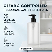 Emballage cosmétique en plastique PP de 450 ml et 500 ml, flacon de shampooing et de gel douche avec bouchon à vis pour la salle de bain à domicile, nettoyant pour le visage