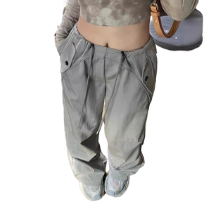 Pantalones Cargo de Verano para Mujer, Transpirables, de Alta Calidad, con Cordón, Bolsillos Grandes, Corte Recto, Holgados, Cómodos, 100% Algodón, Estilo Vintage - Product Image 1