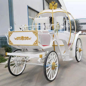 Chariot de mariage style citrouille à prix abordable, chariot de mariée blanc avec roues à vendre - Product Image 2