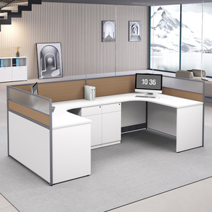 Modern 8-Seater Modular Office <strong>Desks</strong> 6 <strong>Units</strong> of Call Center Cubicles with Partitions for Workstations - Product Image 2