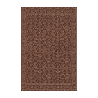 Un tapis brun vintage à motif floral oriental, un tapis traditionnel à bordures, adapté au salon