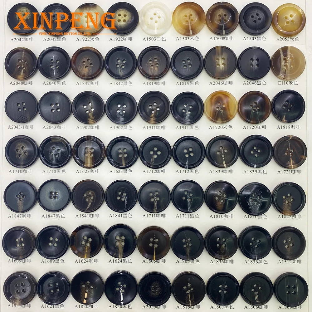 Button Factory Polyester Plastic Around Coat Sewing 4 Holes Resin Button For Clothing Garment