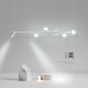 Lampadario Lineare Moderno Bianco con Luci a Globo e <span class=keywords><strong>Faretti</strong></span> Regolabili per Sala da Pranzo, Isola Cucina e Spazi di Lavoro <span class=keywords><strong>Moderni</strong></span> - Product Image 2