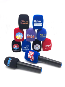 Cubiertas de impresión de espuma de micrófono de metal personalizadas parabrisas flocado con logotipo para estaciones de TV y entrevistas de reporteros - Product Image 2