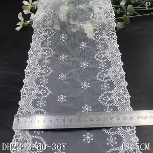 Lingerie accessoires dentelle tissu blanc Floral Stretch broderie bordure dentelle garniture avec strass pour Abaya robe <span class=keywords><strong>de</strong></span> mariée - Product Image 6