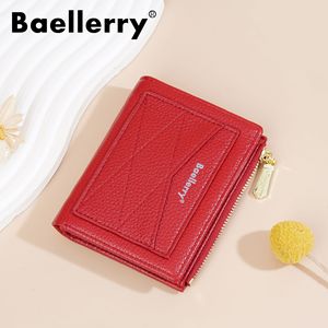 กระเป๋าสตางค์สั้นผู้หญิง Baellerry สีแดง แบบพับสองตอน มีซิปใส่เหรียญ ใช้งานได้หลากหลายในชีวิตประจำวัน - Product Image 1