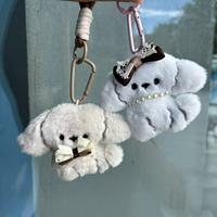 Jouets en peluche, sacs, pendentifs, sacs d'école pour couples, décorations de sacs à dos, porte-clés de voiture haut de gamme, avec motifs de Bichons Frises mignons