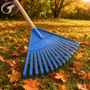 Râteau à feuilles GEMLIGHT <span class=keywords><strong>en</strong></span> plastique vert, léger, antirouille, 24 dents, avec manche <span class=keywords><strong>en</strong></span> bois, pour <span class=keywords><strong>jardin</strong></span> et pelouse, outil d'extérieur - Product Image 1