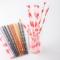 Nouvelles pailles à boire en plastique réutilisables, imprimées et personnalisables, écologiques, pour accessoires de bar d'Halloween et décorations d'Halloween