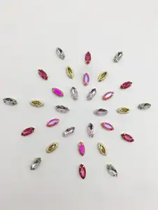 Horse's Eye 6*12mm Hollow Glass Drill Jaw Zircon Sparkling Fancy Rhinestone Loose Gemstone