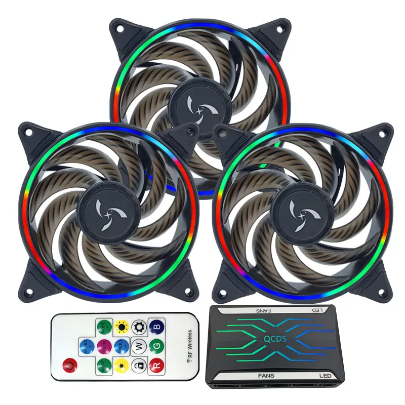 Global Hot sale brand QCDS ARGB case cpu cooler fan air cooling rgb fan 120mm pwm computer pc fan