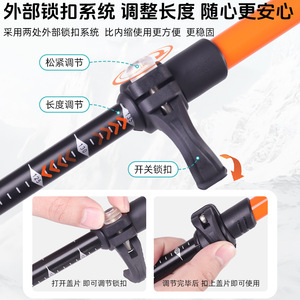 Bastones de senderismo de aleación de aluminio telescópicos de 3 secciones, color naranja y negro, ligeros, para caminar al aire libre - Product Image 4