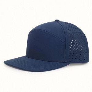 หมวกแก๊ปทรงสปอร์ตแบบ Snapback คุณภาพสูง สั่งทำโลโก้ได้ 男女兼用 กันน้ำ ระบายอากาศด้วยเลเซอร์ 7 แผง ปีกแบน กันน้ำ สำหรับกีฬาเบสบอล - Product Image 1